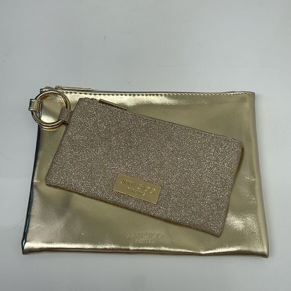 Jimmy Choo Gold and Sparkly Double Pouch - Picture 1 of 4